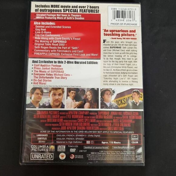 Superbad [DVD, 2007] ‧ Comedy/Teen 2-Disc Extend - Picture 4 of 4